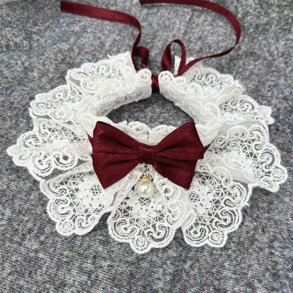 Pet Lace Bowknot Scarf – Cat & Dog Neckerchief Collar Bib
