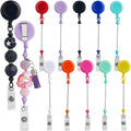 10-Pack Beadable Retractable Badge Reel Holders with Bar Clips