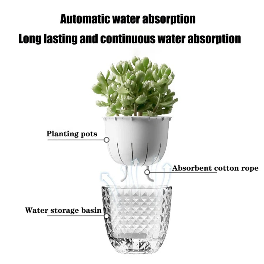 Self-Watering Double Layer Plant Pot with Clear Reservoir