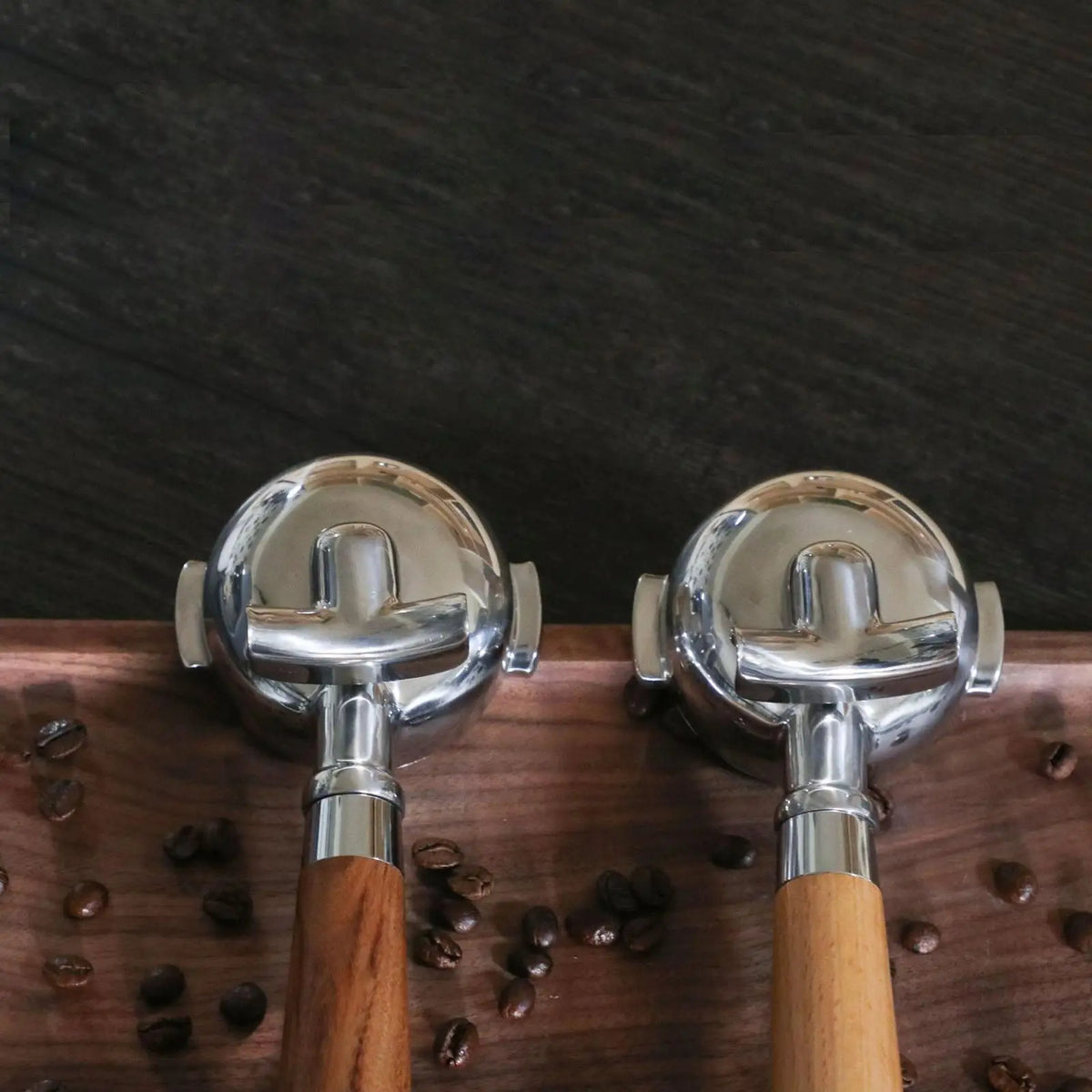 58mm Bottomless Portafilter – Wood Handle Stainless Steel