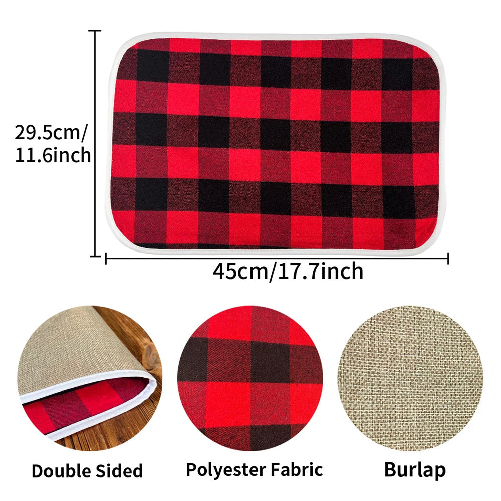 Red Black Checkered Double-Sided Placemat | Christmas Decor