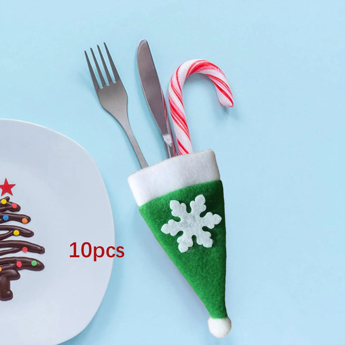 Mini Santa Hat Cutlery Holders 10-Pack | Christmas Table Décor