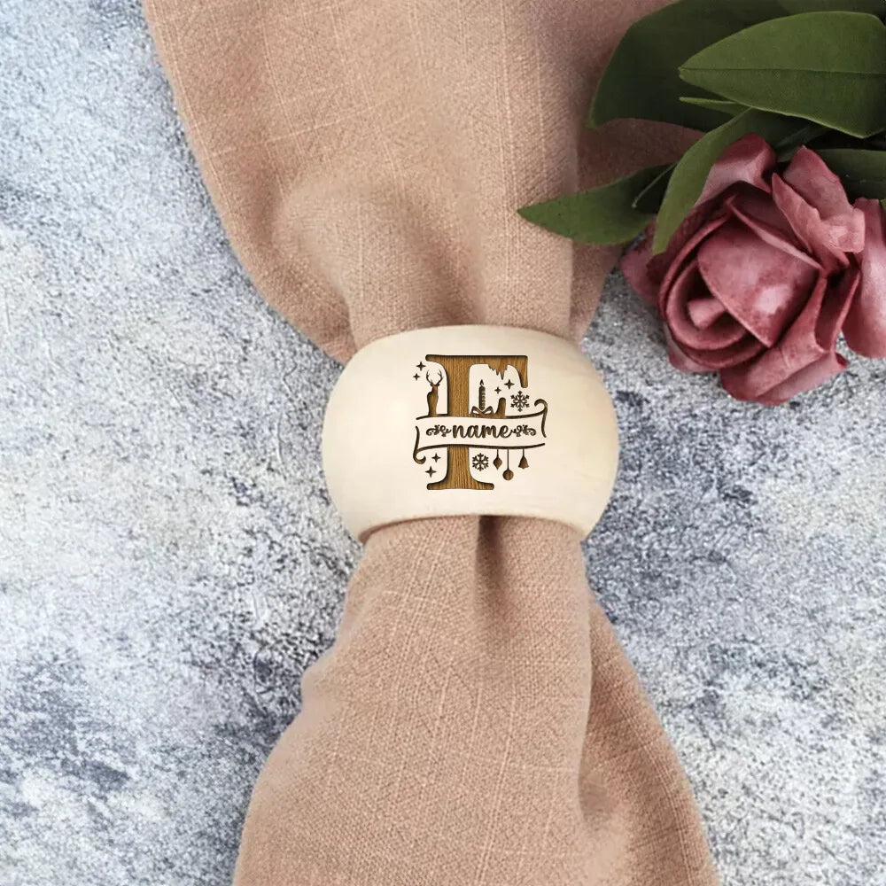Personalized Engraved Wood Napkin Rings – Holiday Table Decor