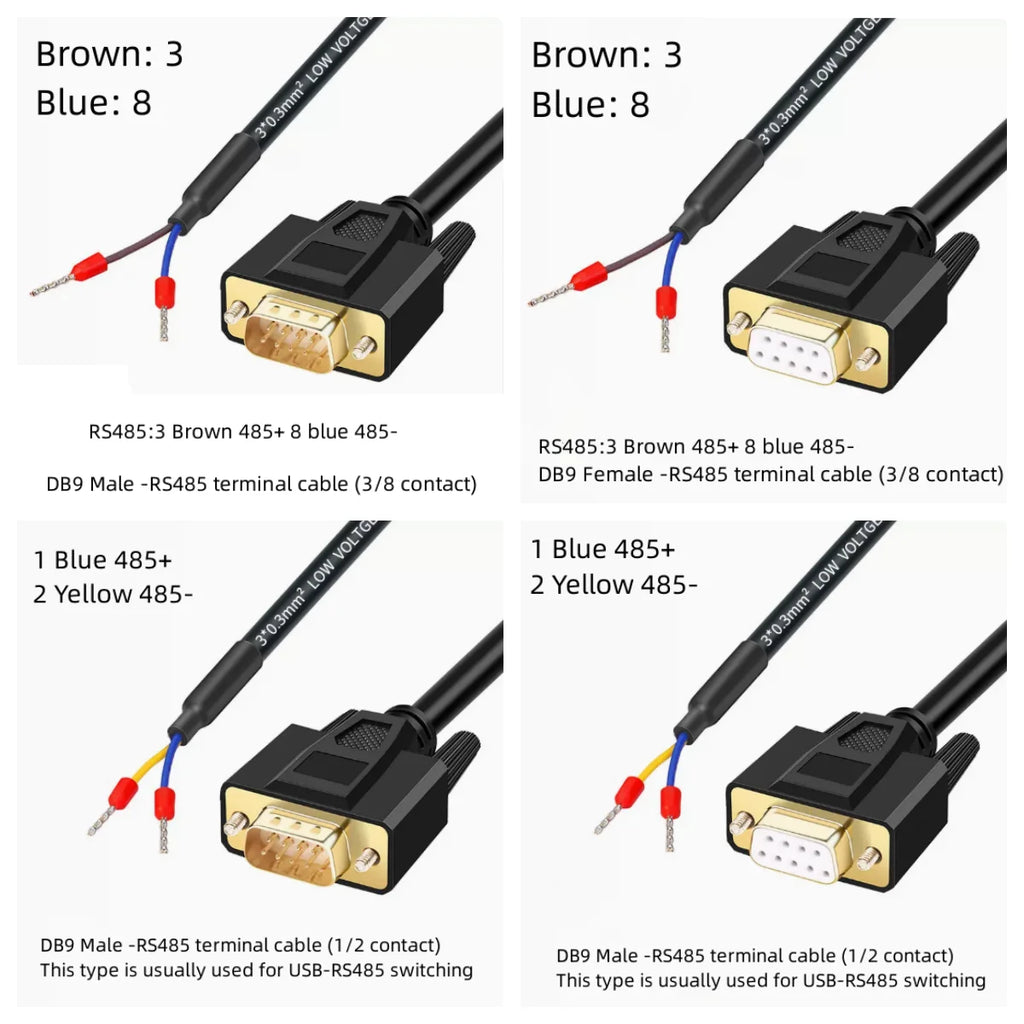 RS485 to DB9 Male 9-Pin Serial Signal Cable Adapter