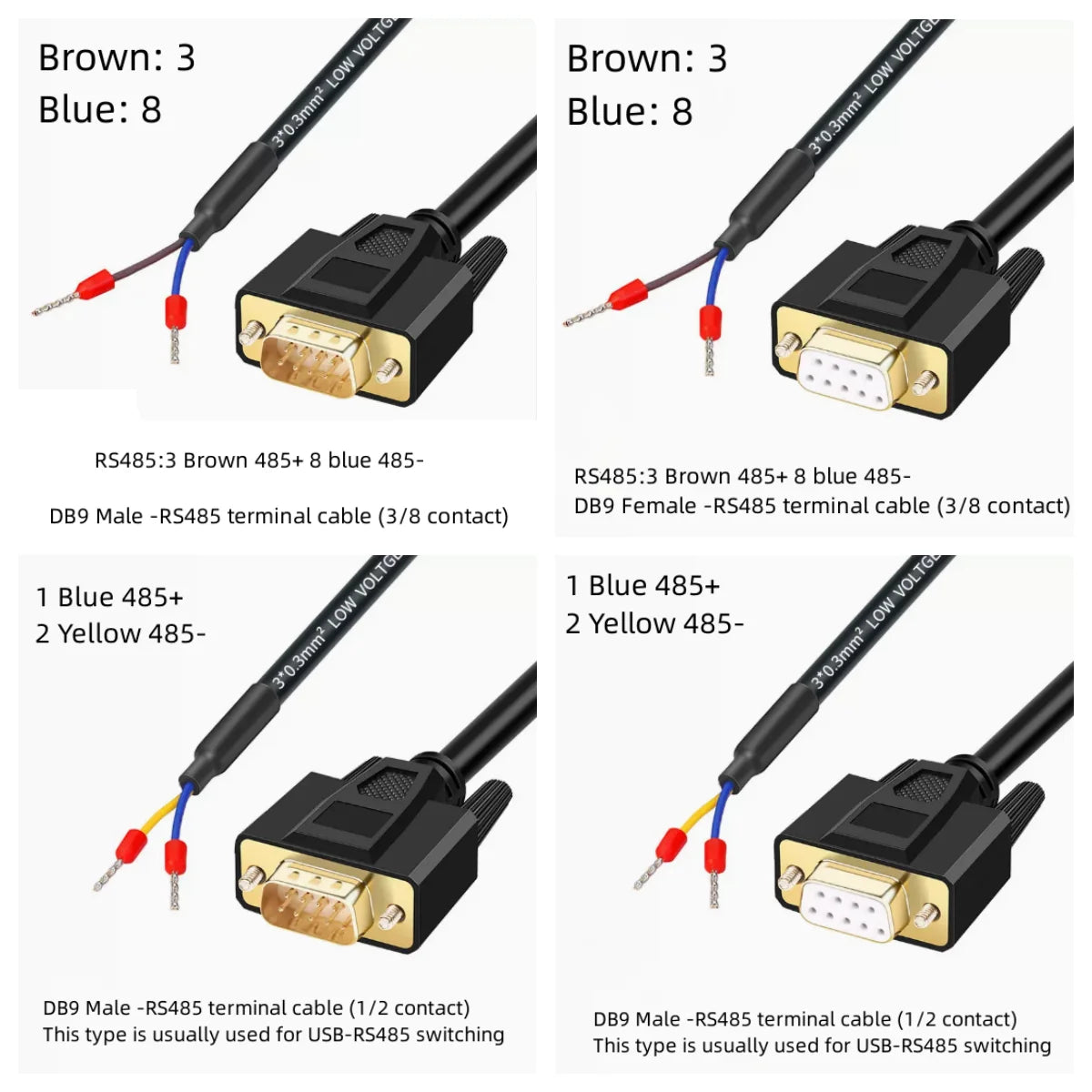 RS485 to DB9 Male 9-Pin Serial Signal Cable Adapter