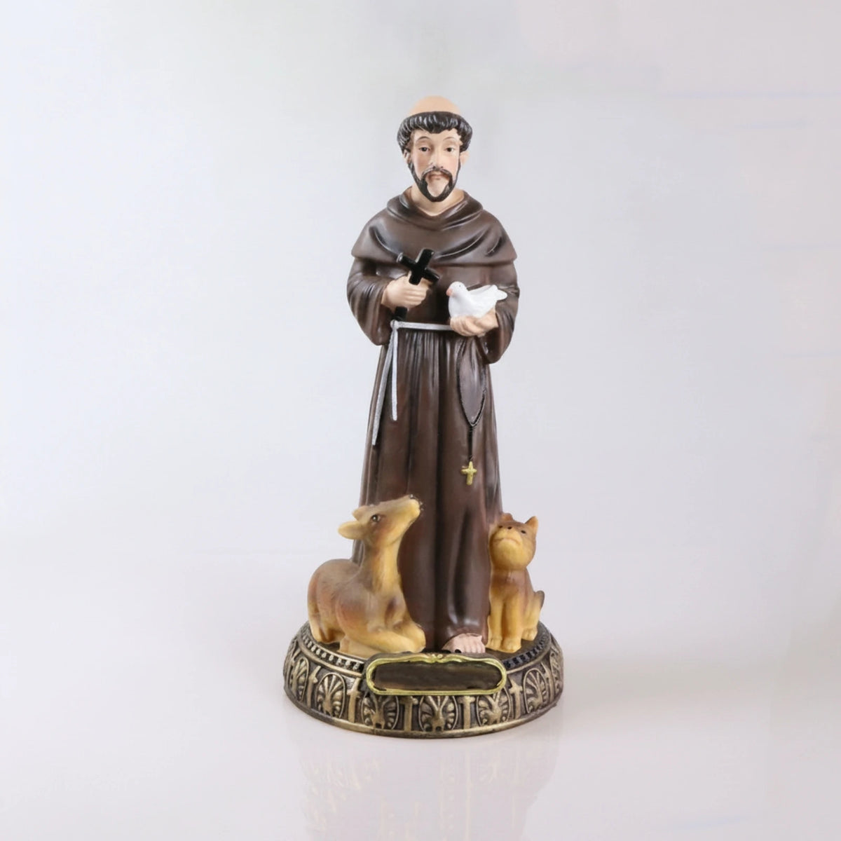 Saint Francis Statue with Animals – Hand-Painted Resin Figurine