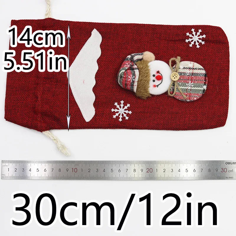 Christmas Linen Wine Bottle Cover Bag | Festive Gift Wrap