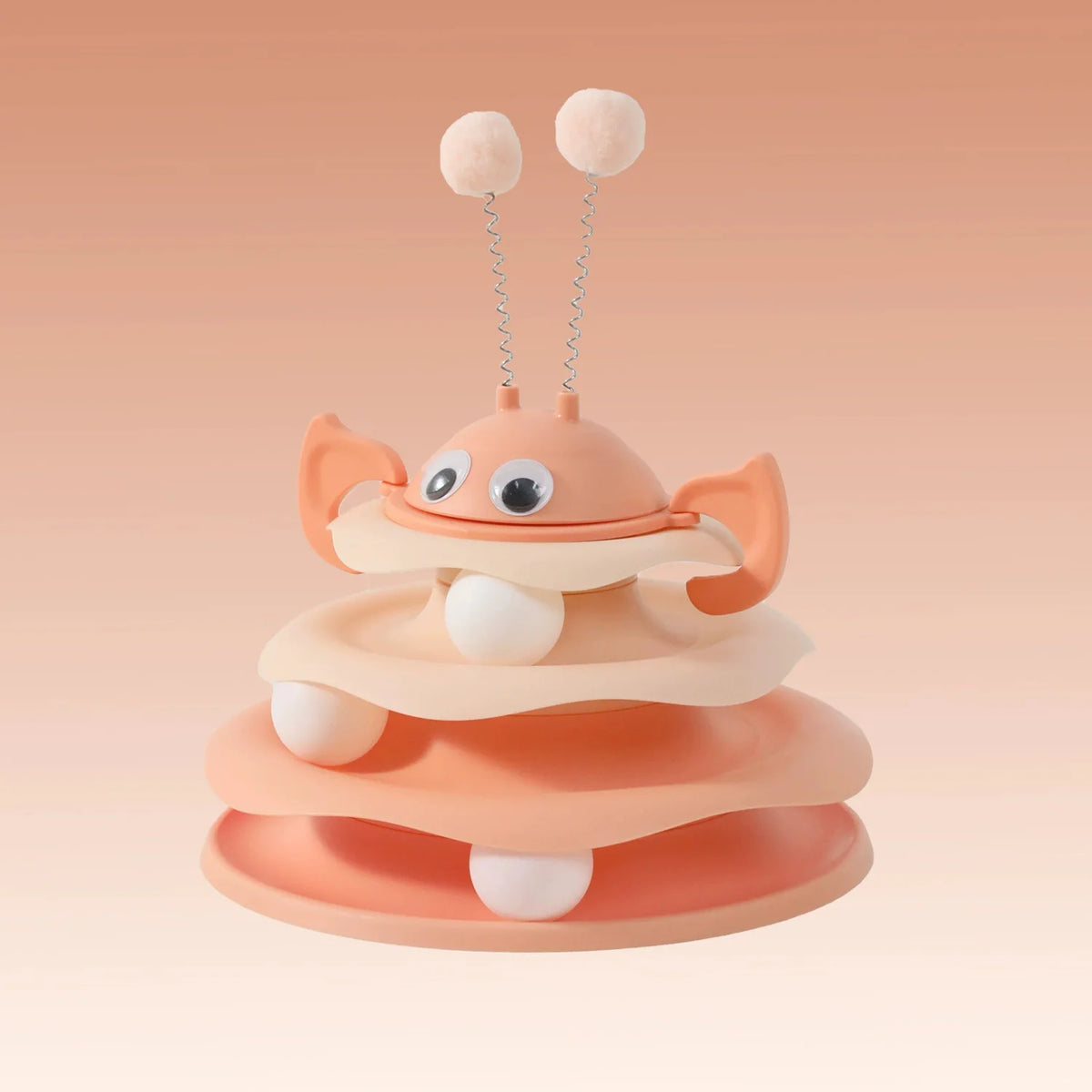 Interactive Cat Tumbler Toy – Spring Pom Pom & Ball Track