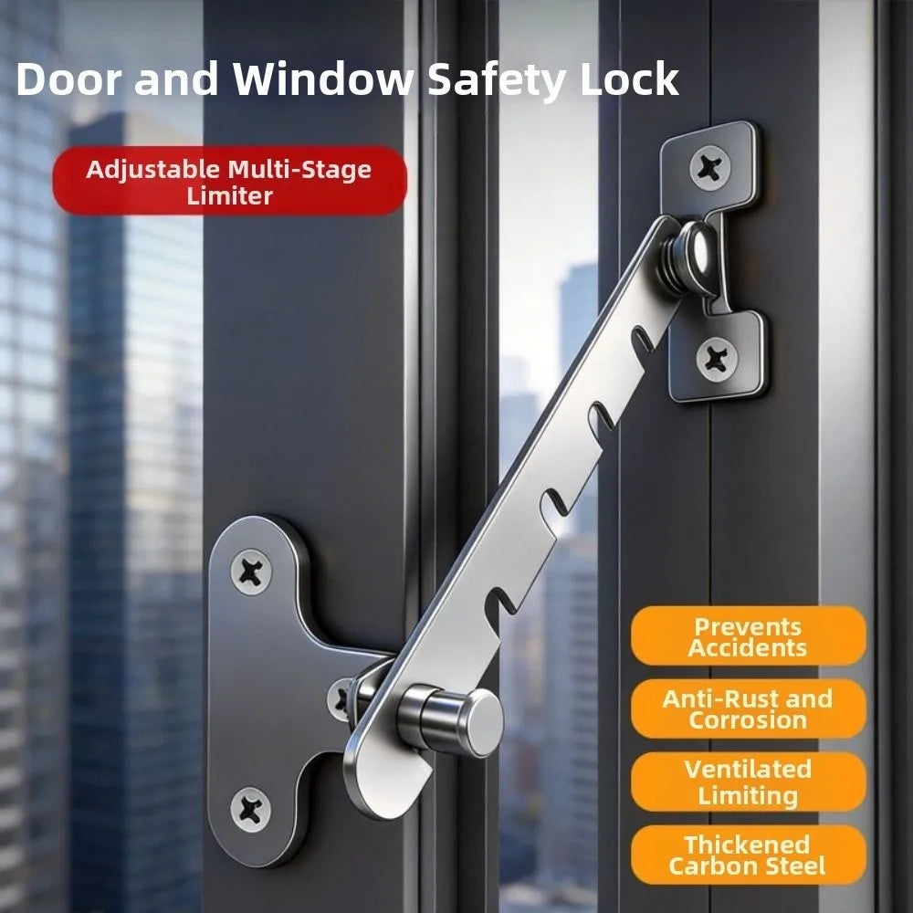 5-Gear Adjustable Window Limiter Latch – Child Safety Lock