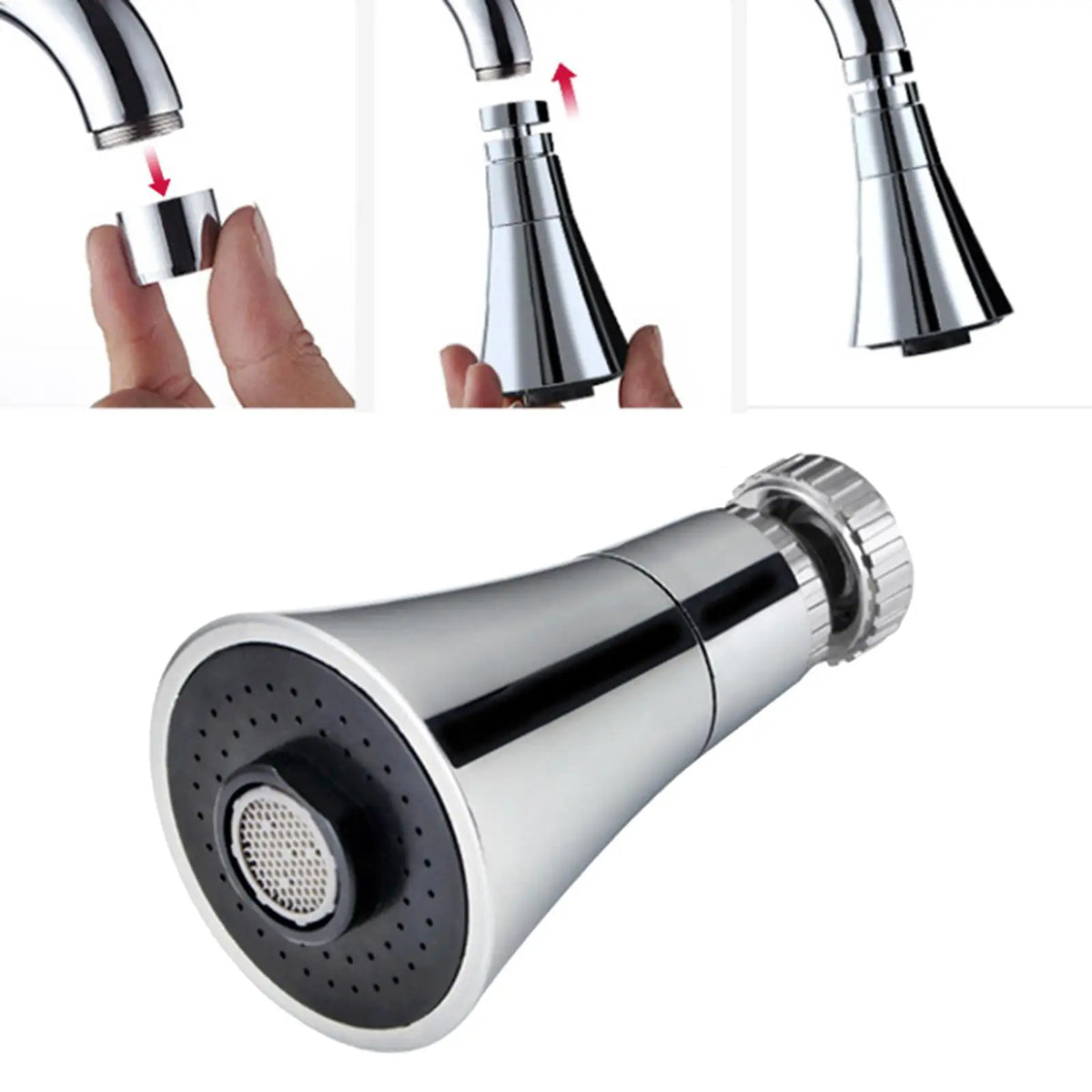 3-Function Kitchen Faucet Sprayer Head | 360° Water Saving Nozzle