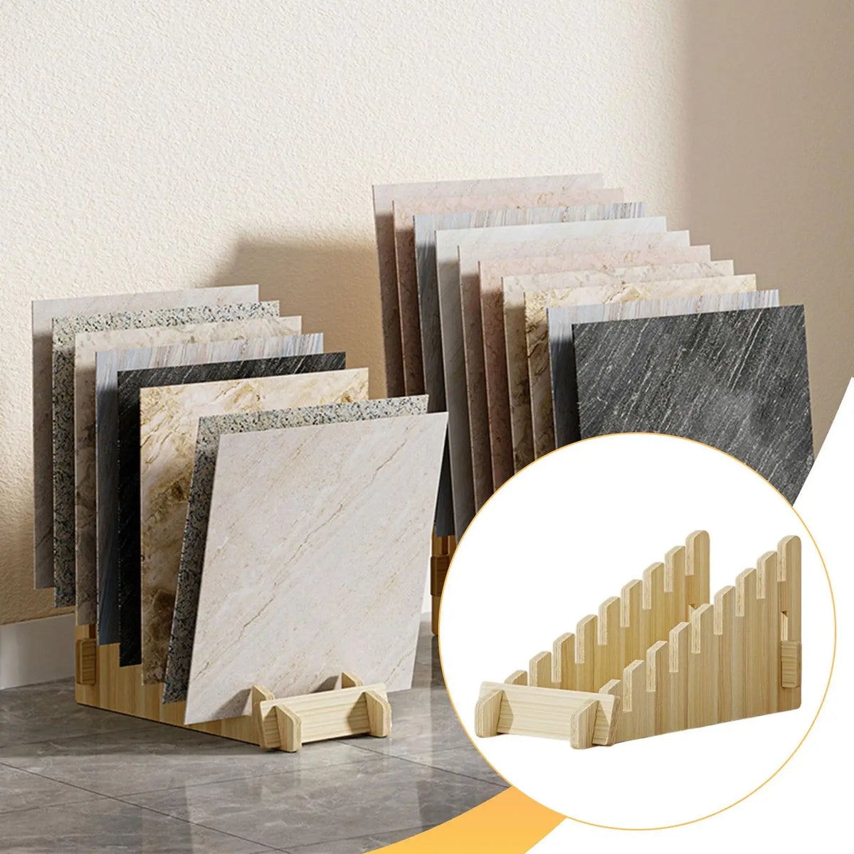 Wooden Floor Tile Display Stand – 8/10/12 Tier Rack