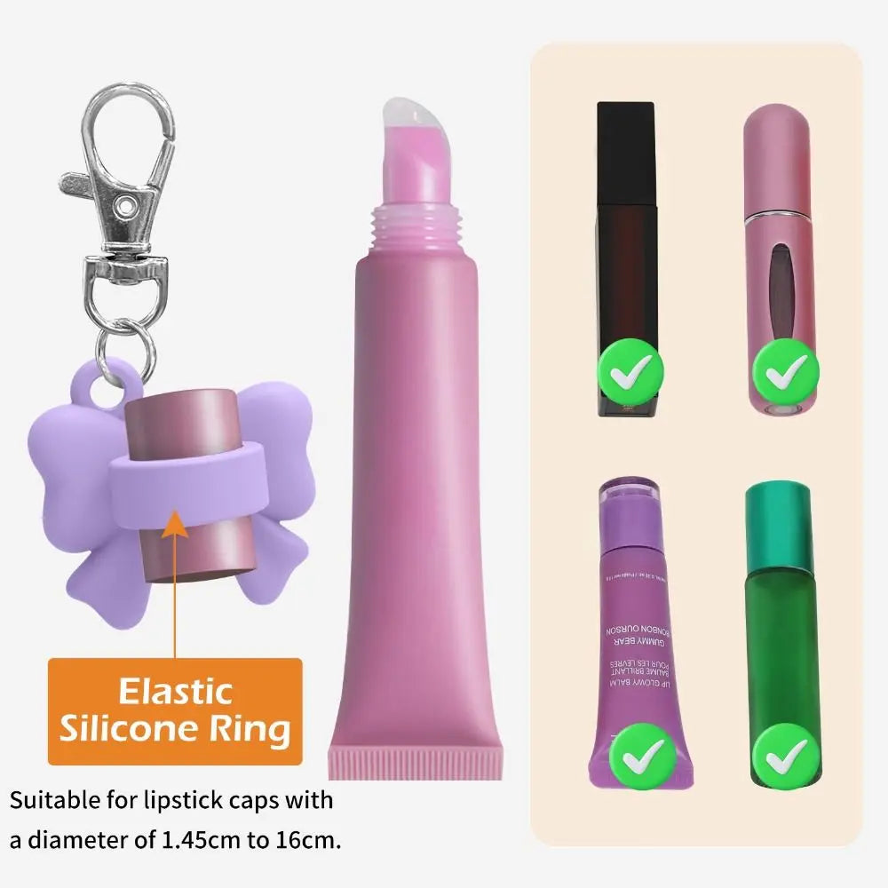 Silicone Lip Balm Holder Keychain – Bowknot Lip Gloss Sleeve