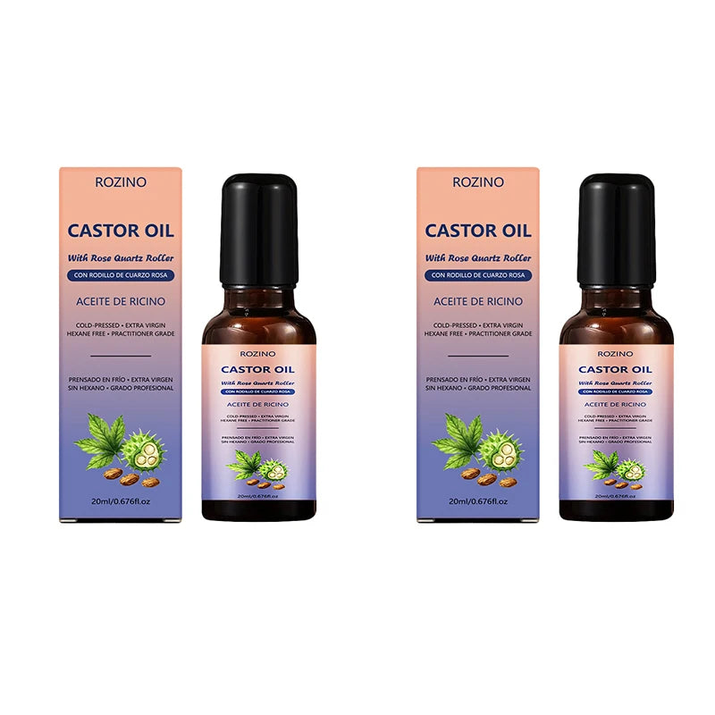ROZINO Cold-Pressed Castor Oil Roller – Lash, Brow & Scalp