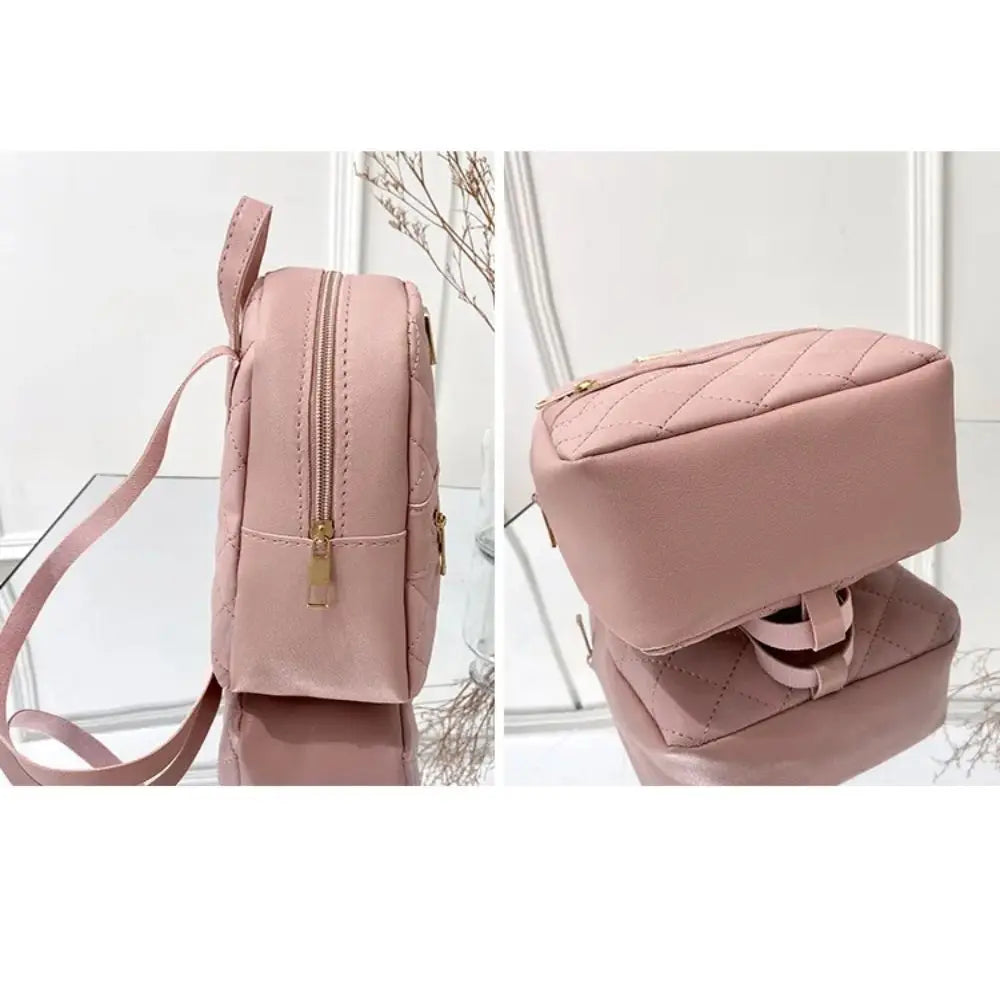 Embroidered Mini PU Leather Backpack – Women's Travel Bag