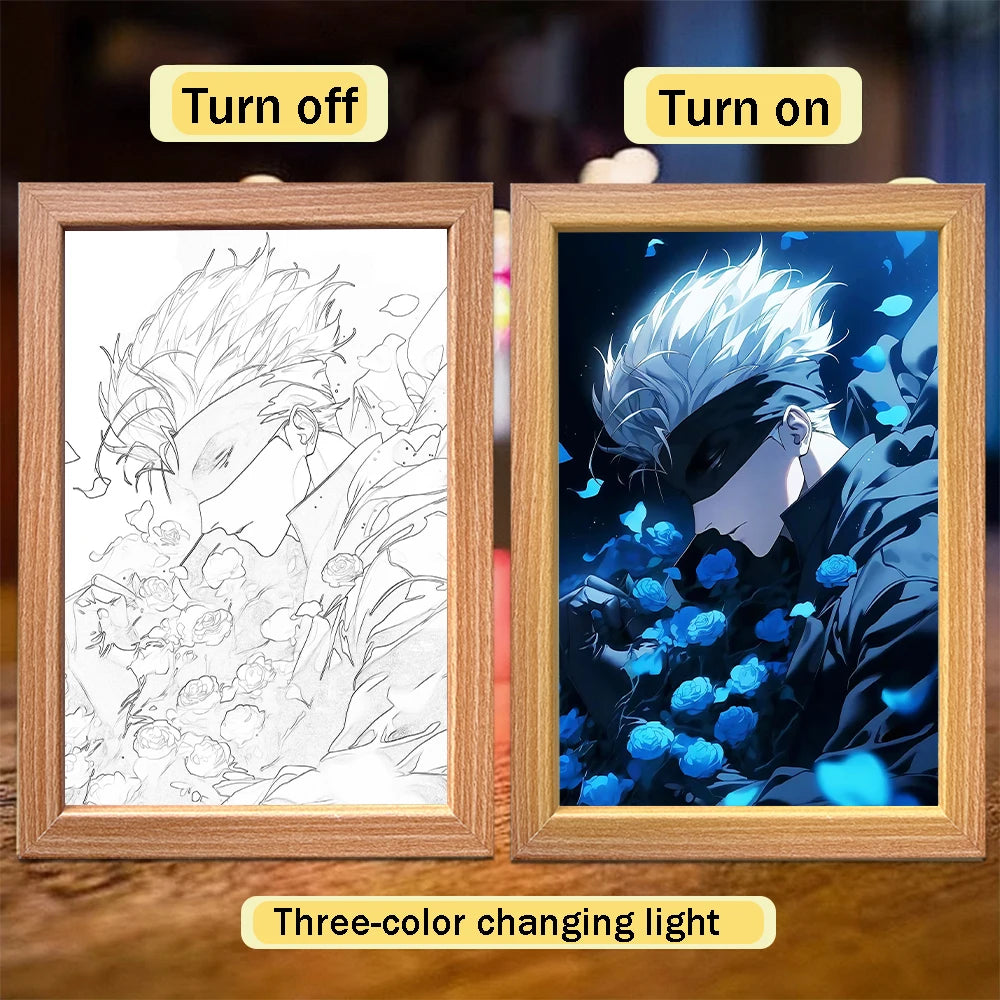 Satoru Gojo LED Light Frame – Jujutsu Kaisen Anime Decor