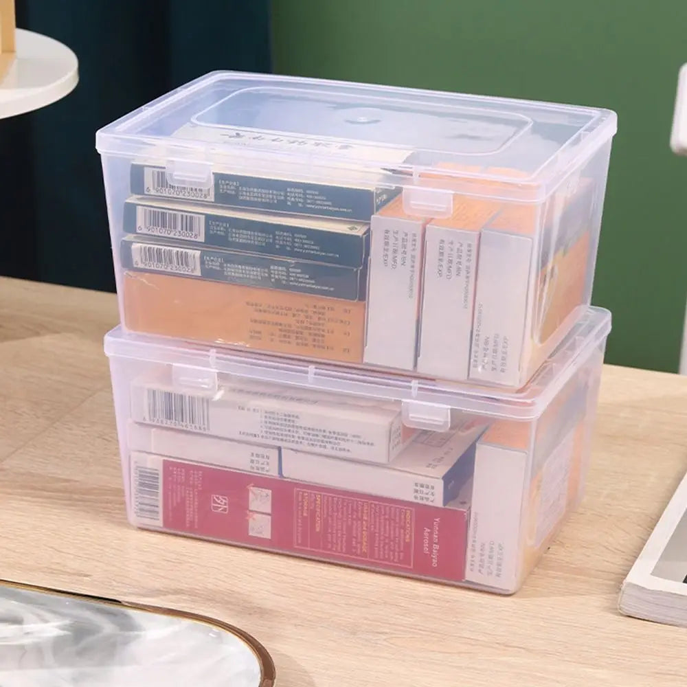 Transparent Plastic Flip Storage Box – Stackable Organizer