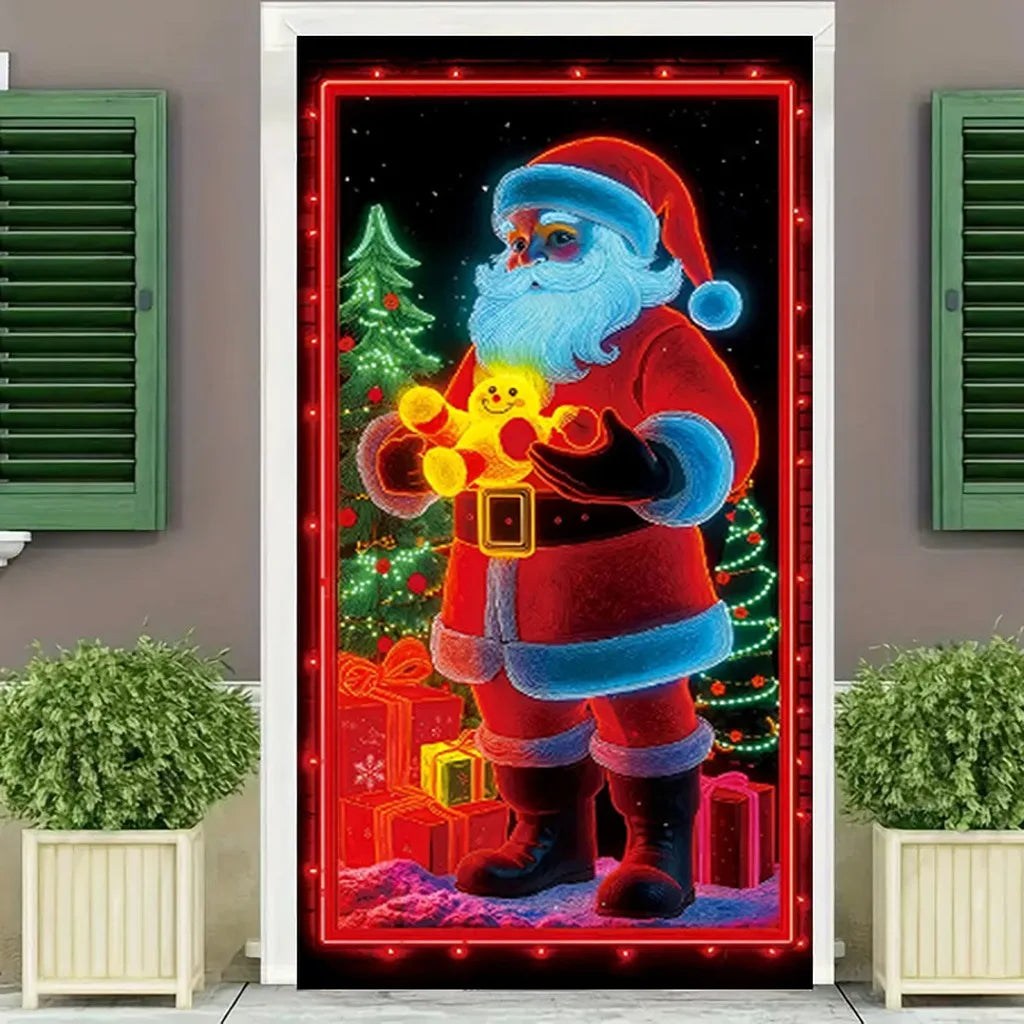 Neon Effect Christmas Tapestry Wall Hanging Banner 90x180cm