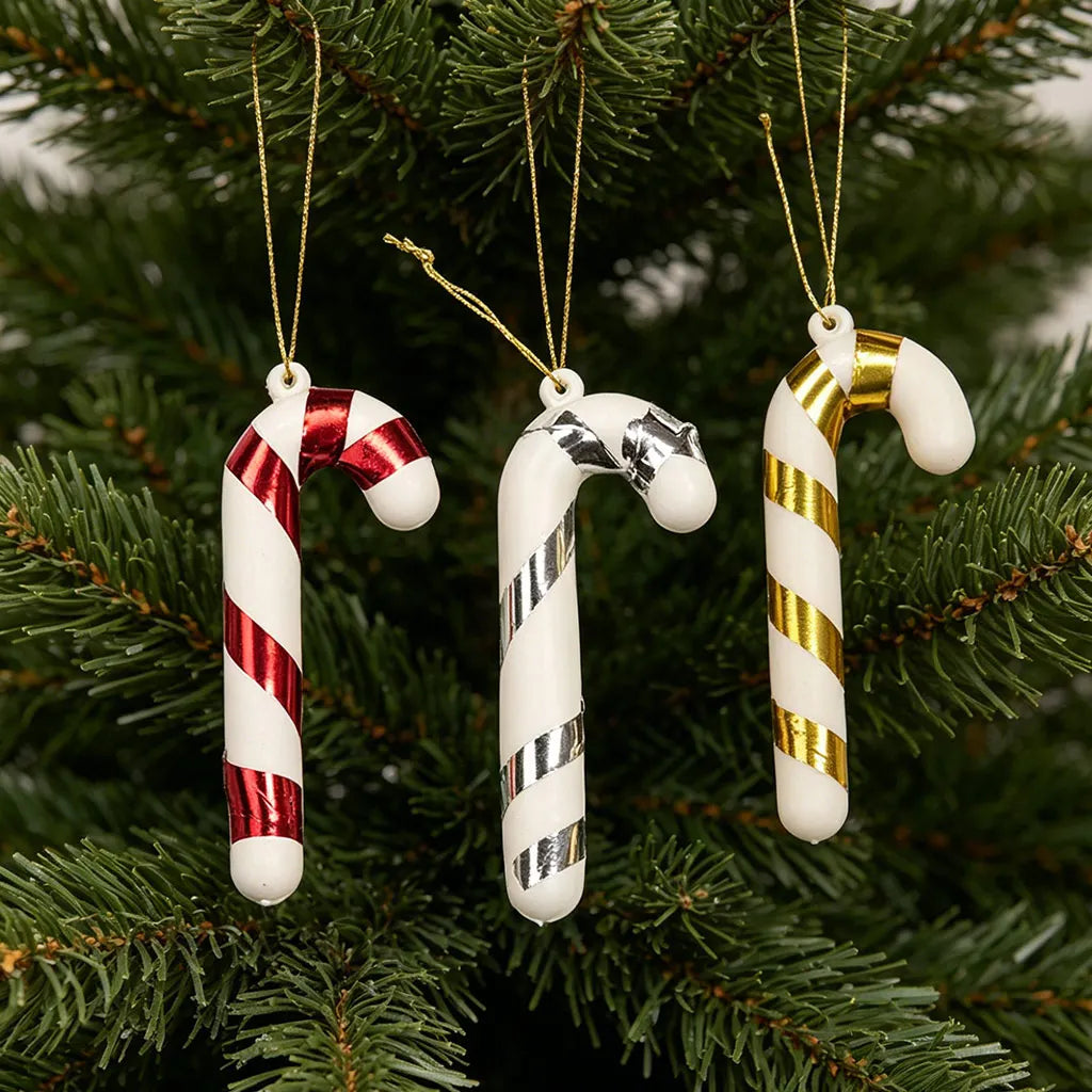 6-Pack Mini Candy Cane Christmas Tree Ornaments 2.5x7cm