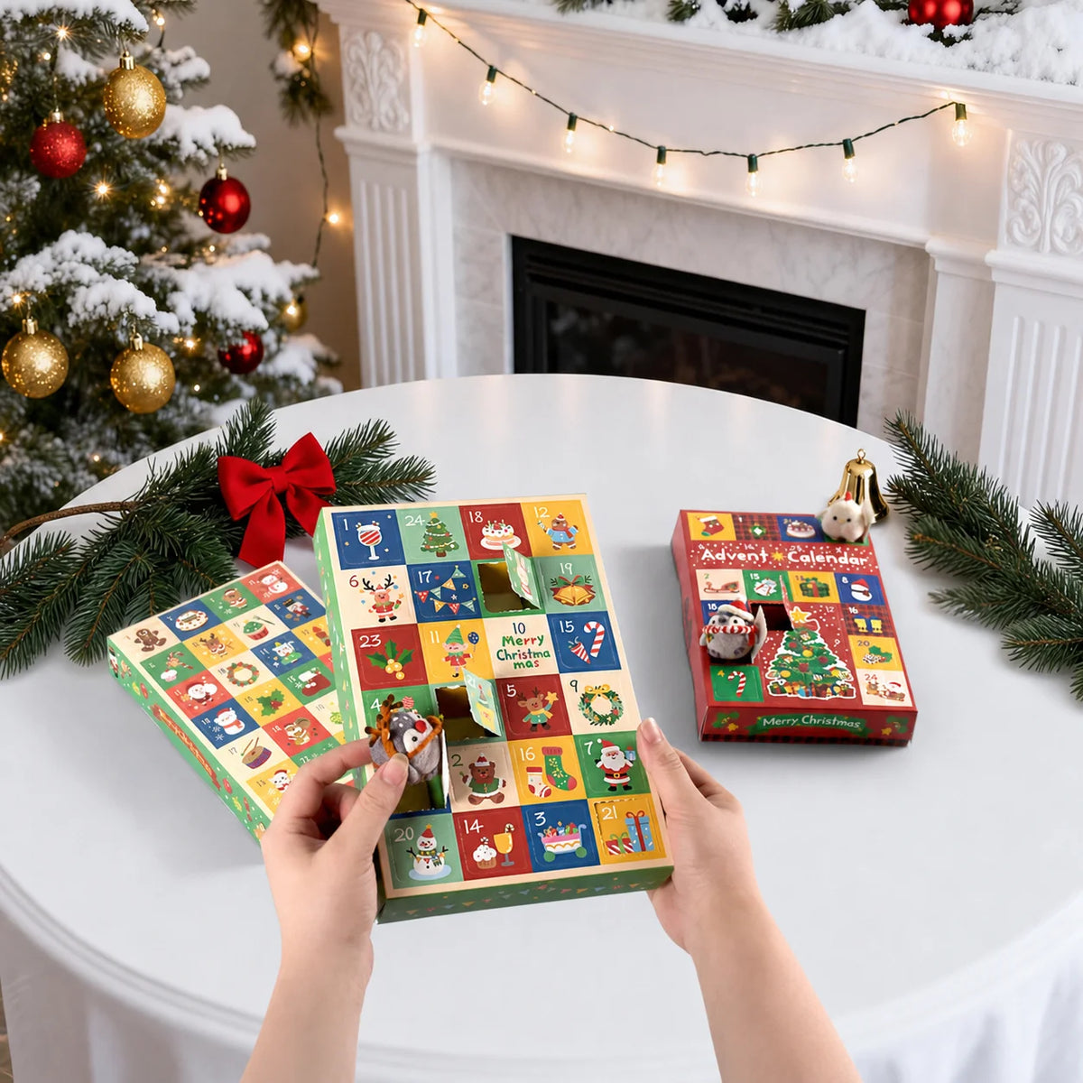 Christmas Advent Calendar Punch Box 24-Grid 5-Pack