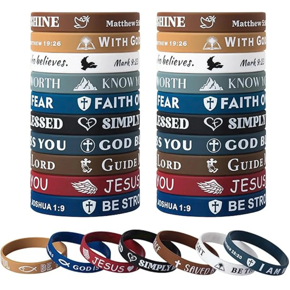 10-Pack Inspirational Bible Verse Silicone Bracelets | Christian