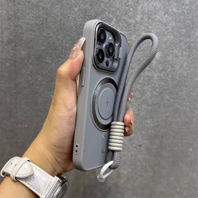 MagSafe iPhone Case – Fold Lens Stand & Wrist Strap | AKABEILA