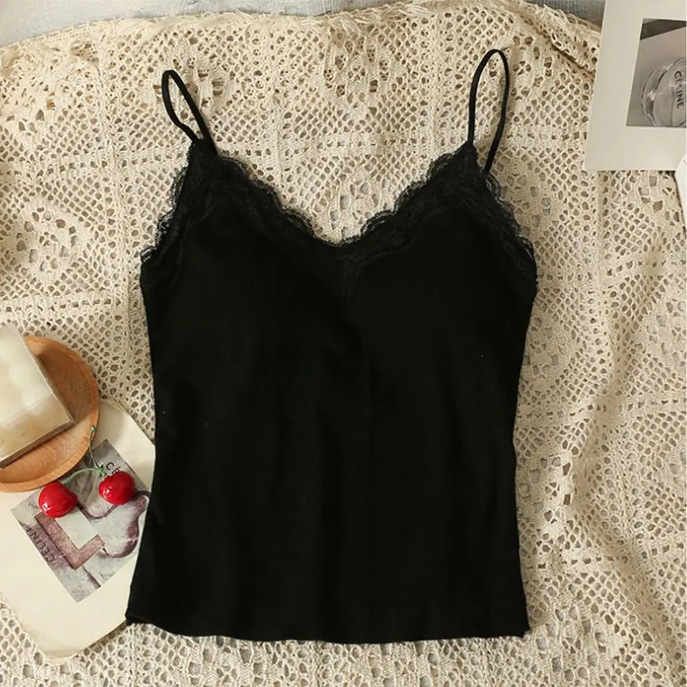 Women's Lace Camisole Crop Top – Wire-Free Breathable Bra
