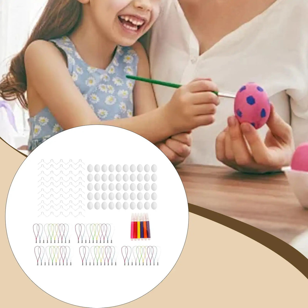 DIY Paintable Easter Egg Kit – 50 Blank Eggs, Pens & Straps
