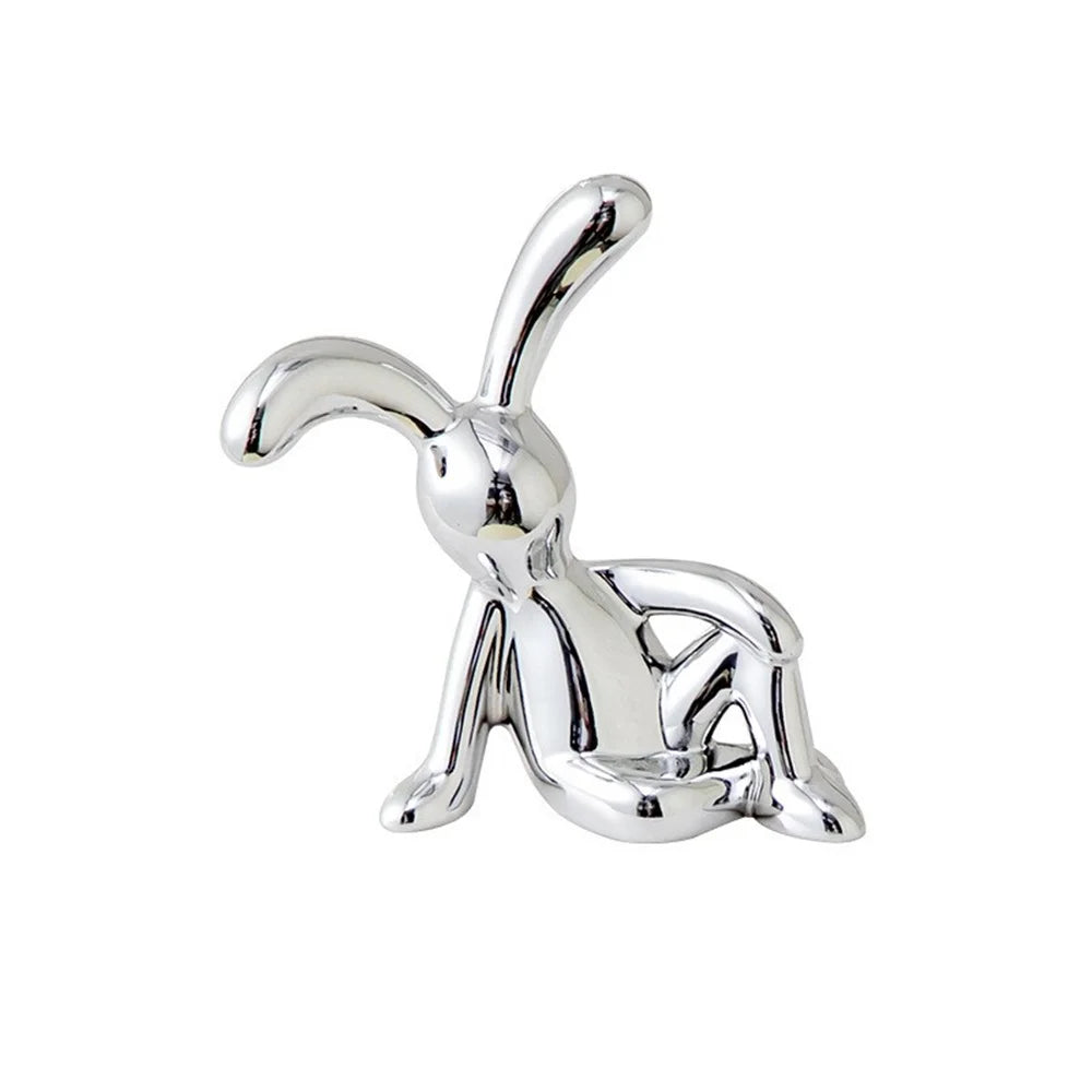 Long-Eared Rabbit Figurine | Easter Bunny Resin Statue Decor