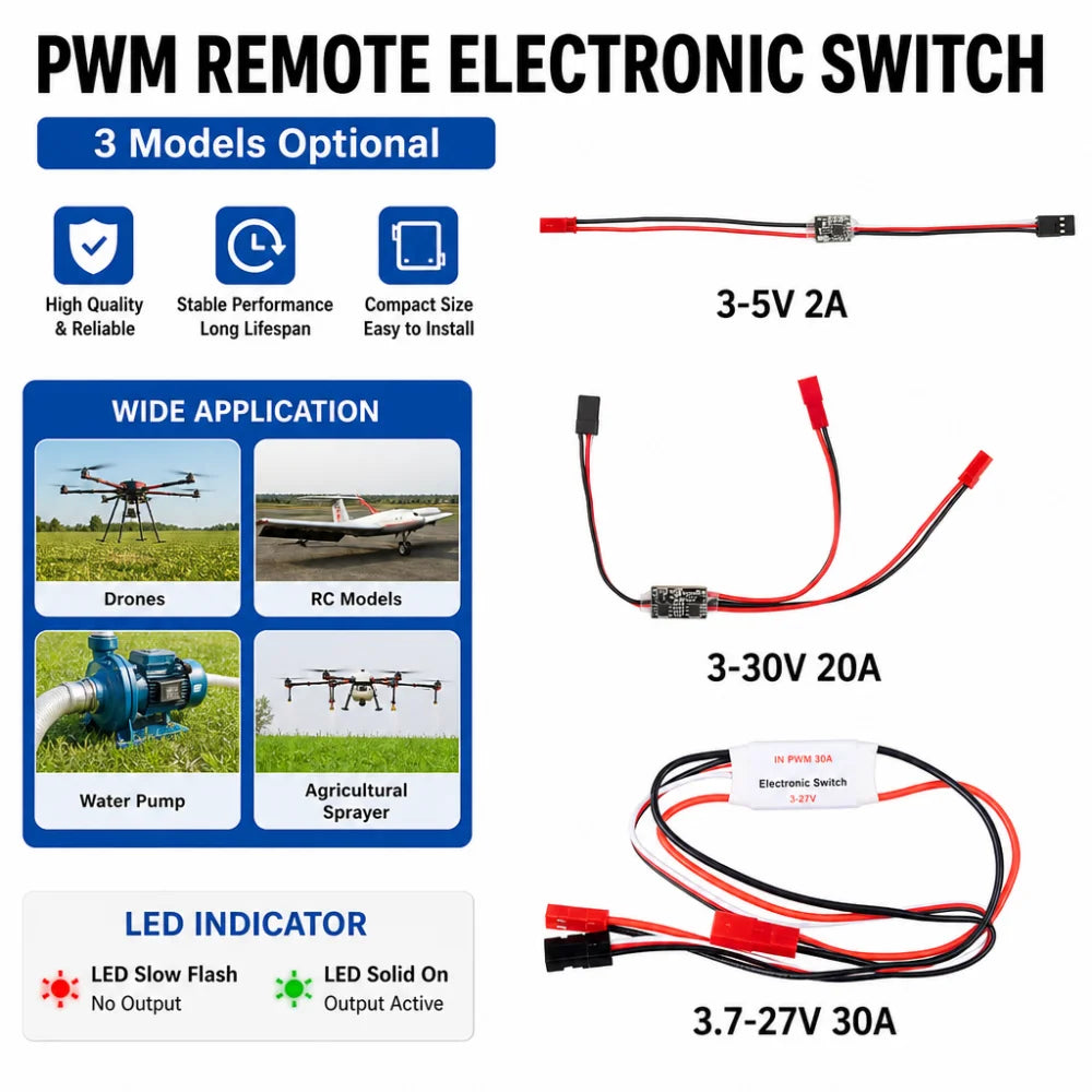 PWM Electronic Switch Module 3–30V 2–30A | Drone Water Pump RC