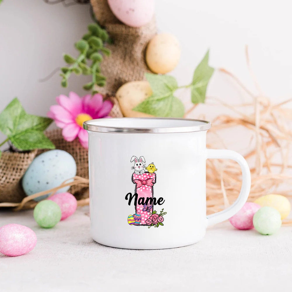 Personalized Easter Bunny Enamel Mug for Kids – Name Gift
