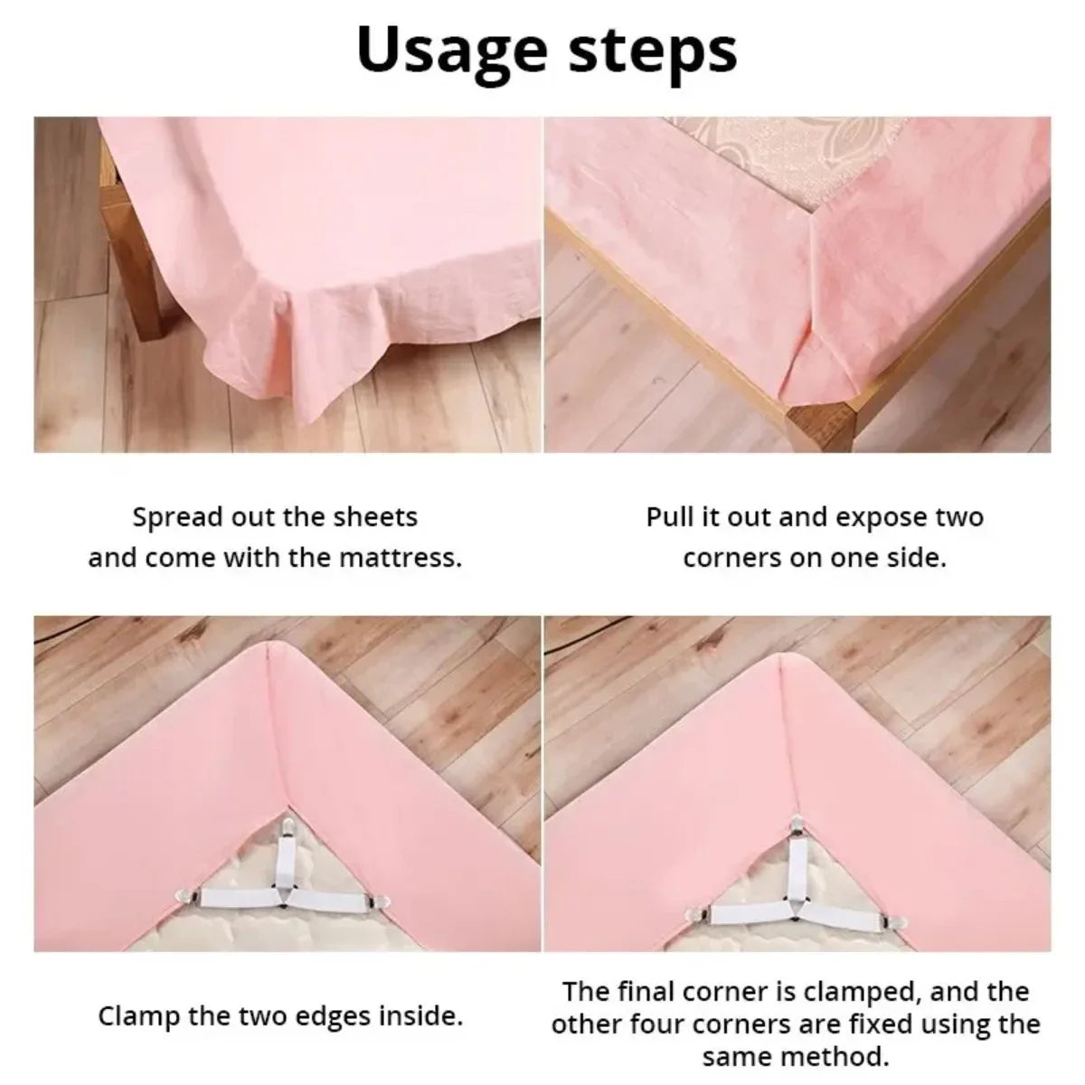 Adjustable Bed Sheet Fasteners – Elastic Fitted Sheet Clips 4–8 Pc