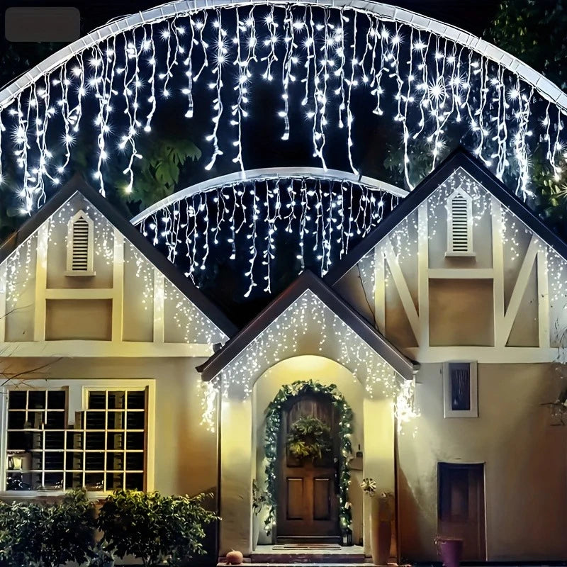 Solar Icicle String Lights – Outdoor Christmas Garden Decor