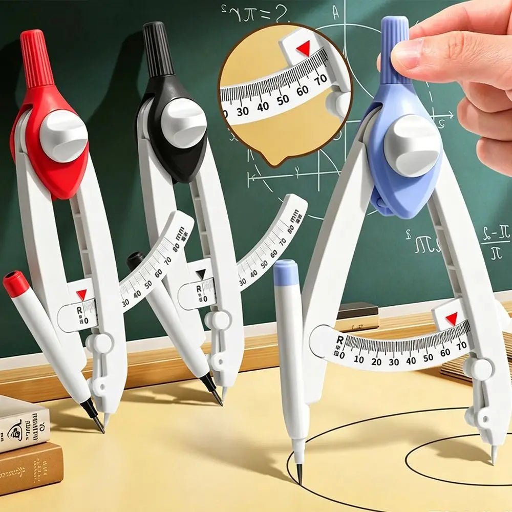 Plastic Drawing Compass with Lock, Scale & Lead Refills