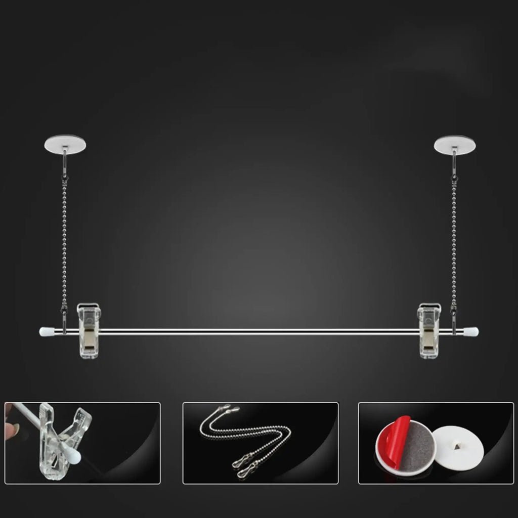 Ceiling Sign Hanger Pole with Alloy Clips – 60cm Display Rod
