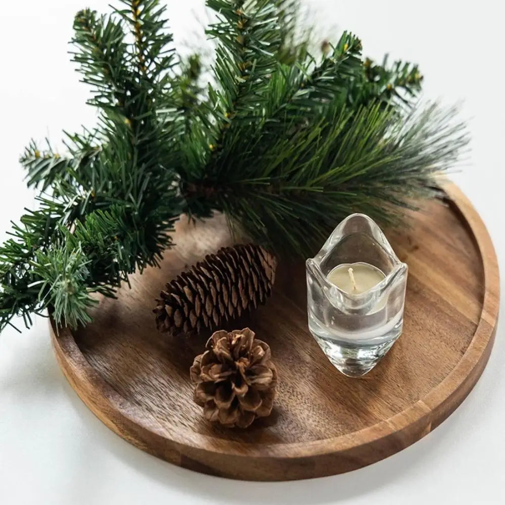Round Wooden Serving Tray – Vintage Décor & Dessert Platter