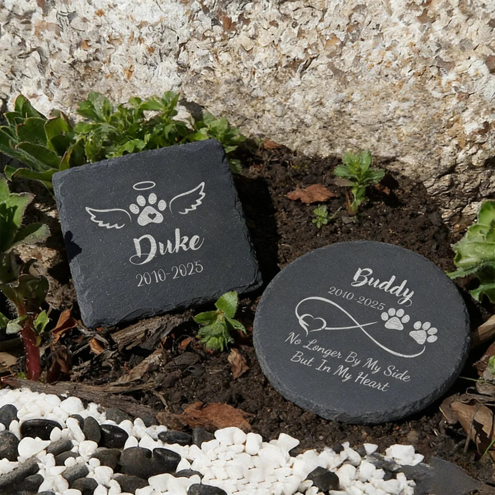 Personalized Engraved Slate Garden Stone – Custom Dog Name