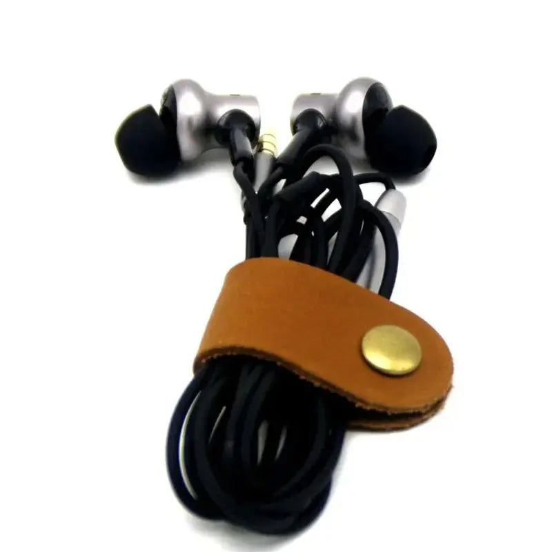 3-Pack Portable Leather Cable Winder & Cord Organizer
