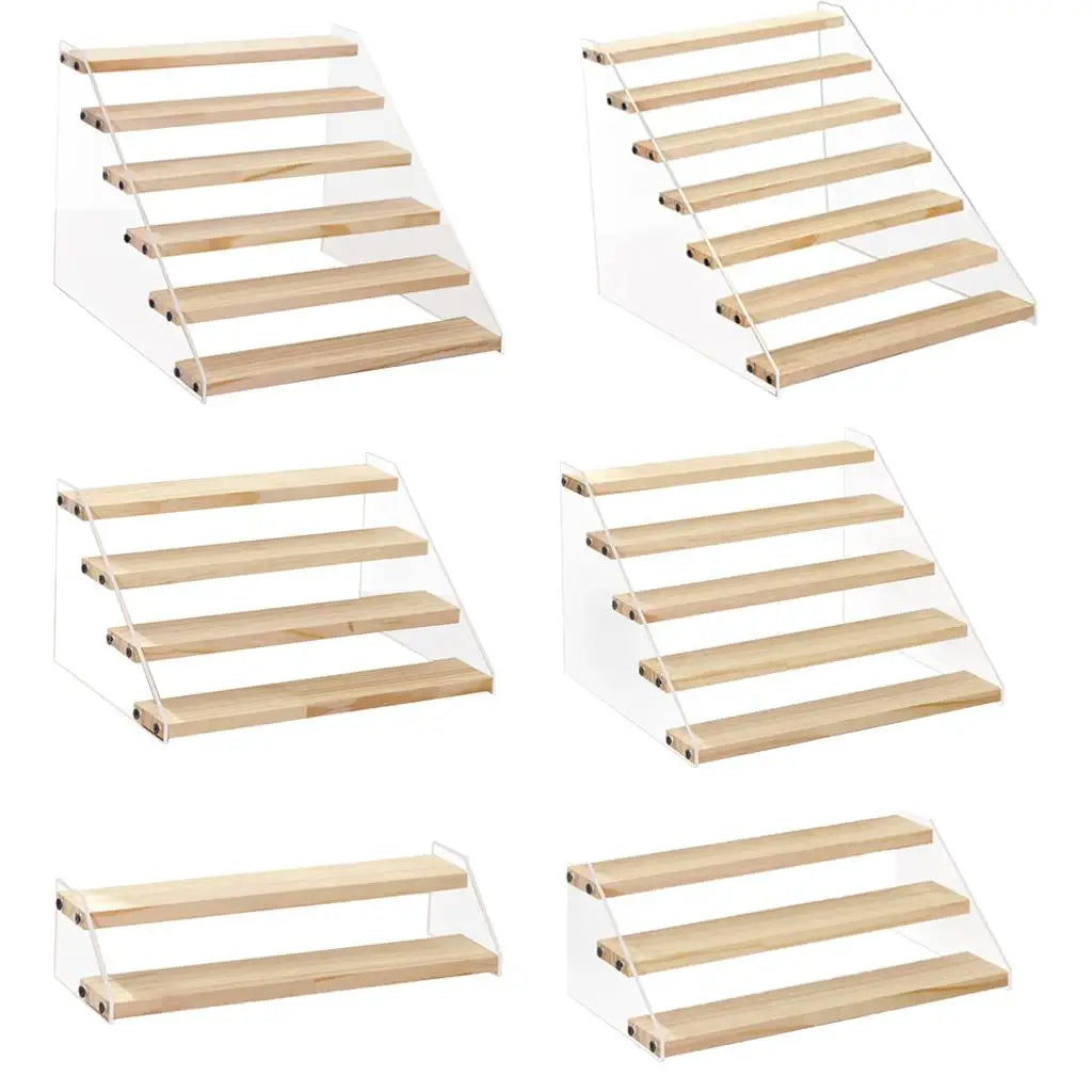 Wooden Acrylic Tiered Display Riser Stand – Up to 7 Layers