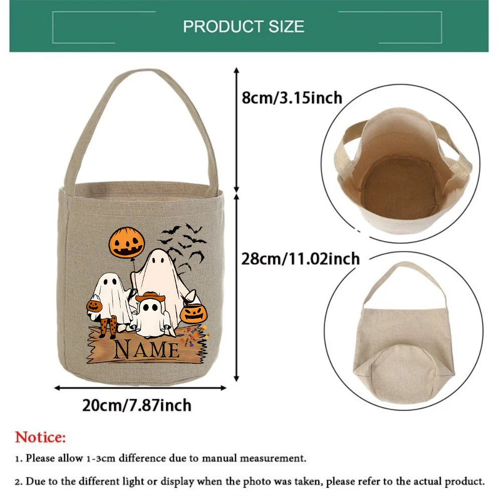Halloween Trick or Treat Tote Bag – Pumpkin & Bats Design
