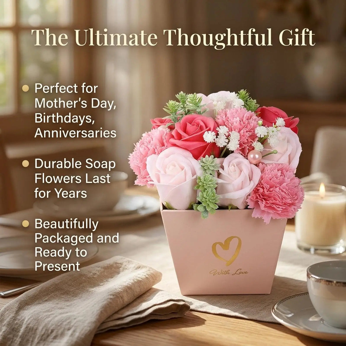 Scented Soap Carnation Flower Gift Box | Home Decor Bouquet