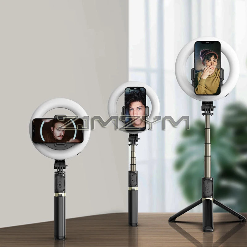 Selfie Stick Tripod with Bluetooth Remote & Ring Light