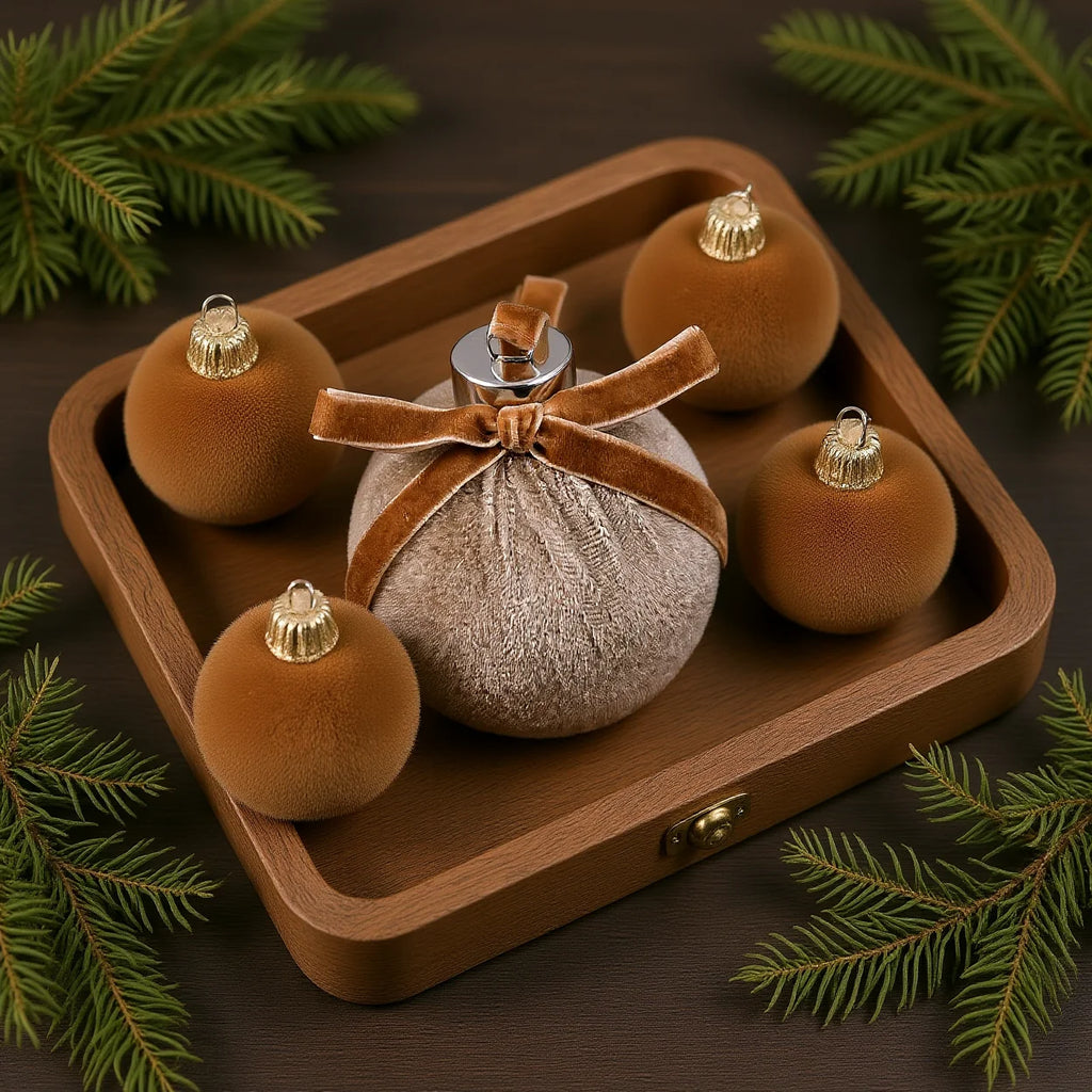 15-Pc Velvet Christmas Ball Ornaments Set with Bowknot