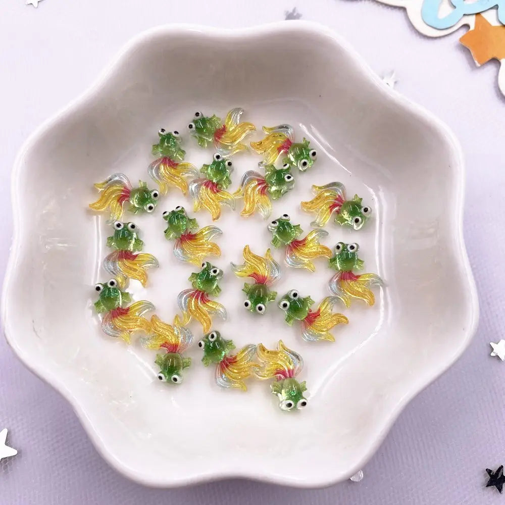 50pcs Resin Glitter Goldfish Flatback Charms – Nail Art & Crafts