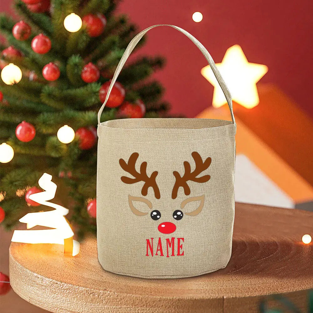 Personalised Deer Christmas Sack Bag | Kids Xmas Gift Tote
