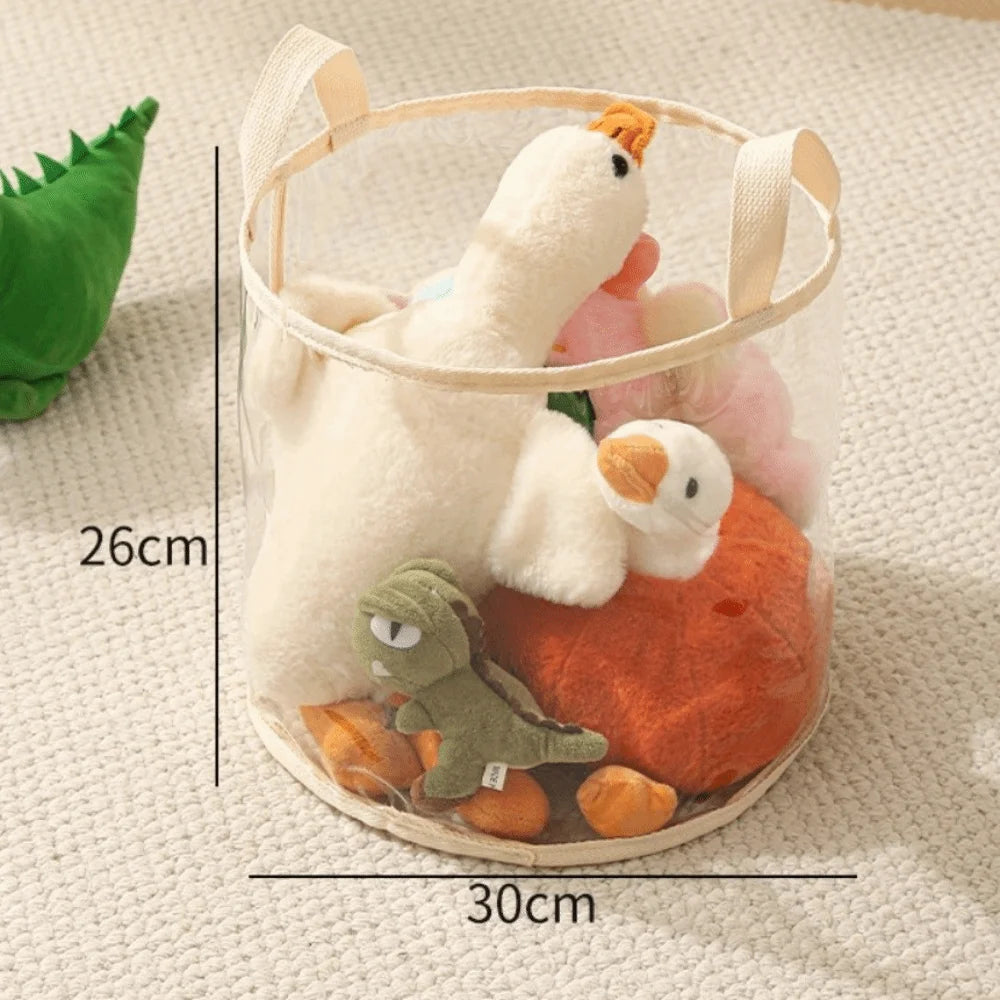 Transparent PVC Toy Storage Basket with Handle | Large Capacity