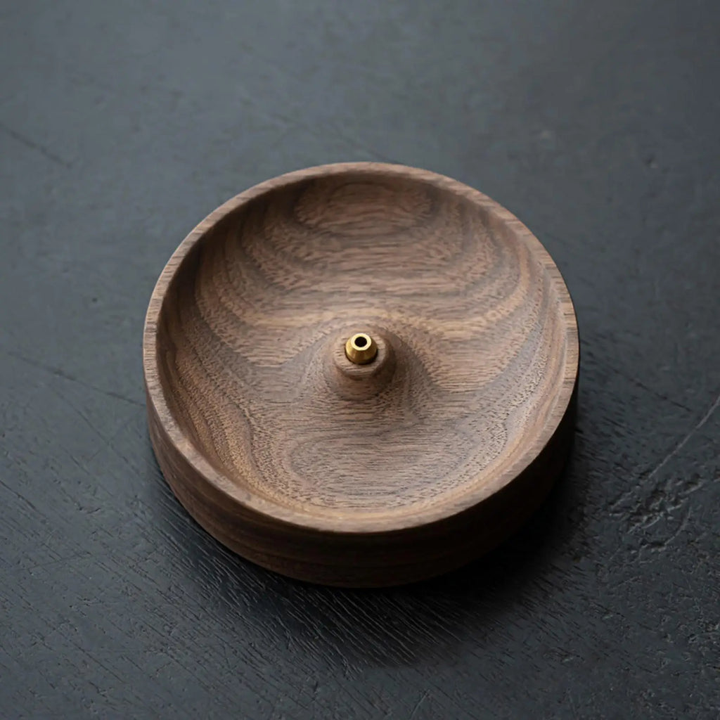 Wooden Round Incense Stick Holder – Portable Tabletop Burner