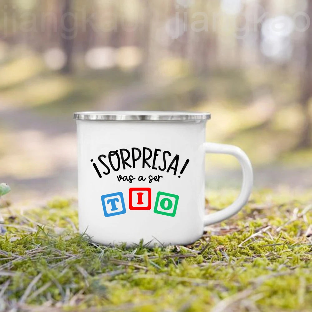 Pregnancy Announcement Enamel Mug – Family Surprise Gift
