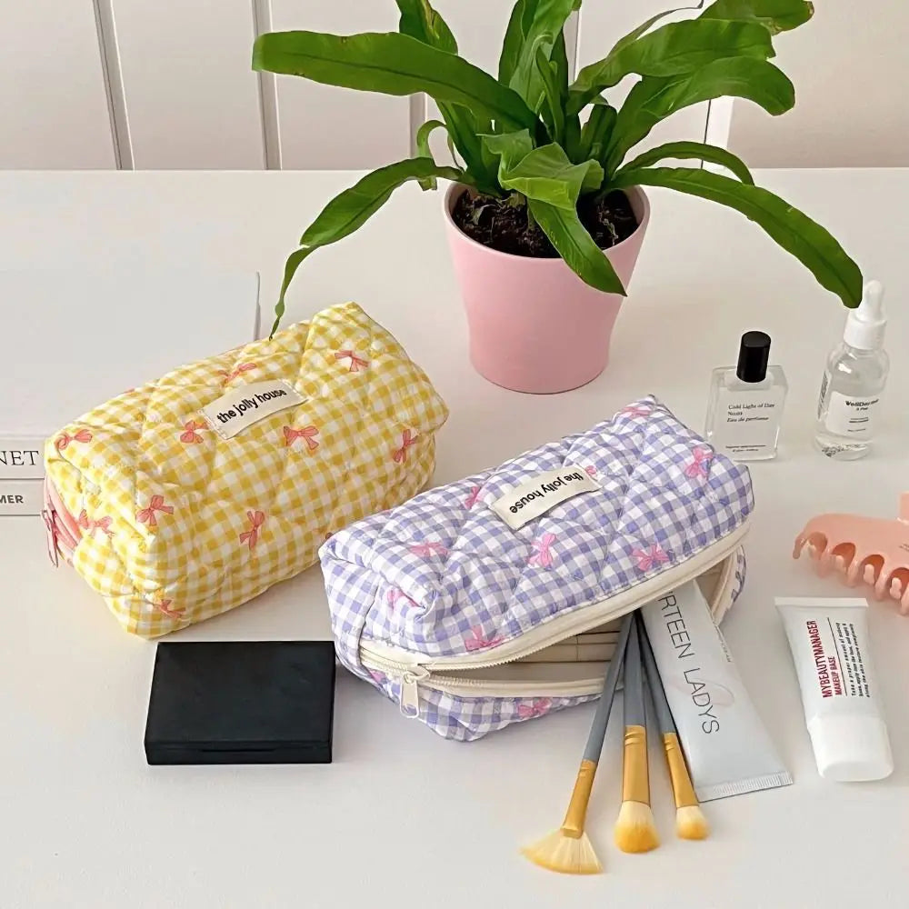 Large Floral Bowknot Canvas Pencil Bag – Stationery Organizer