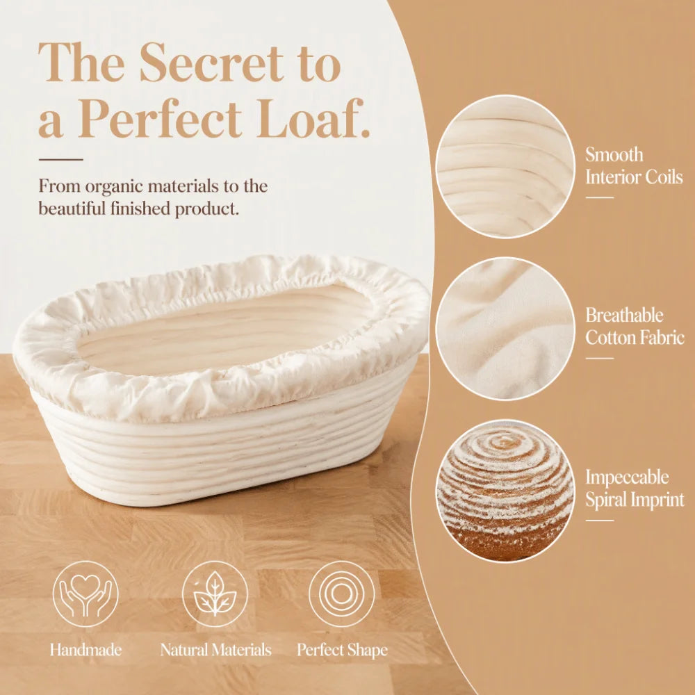 Oval Bread Proofing Basket with Linen Liner | Sourdough