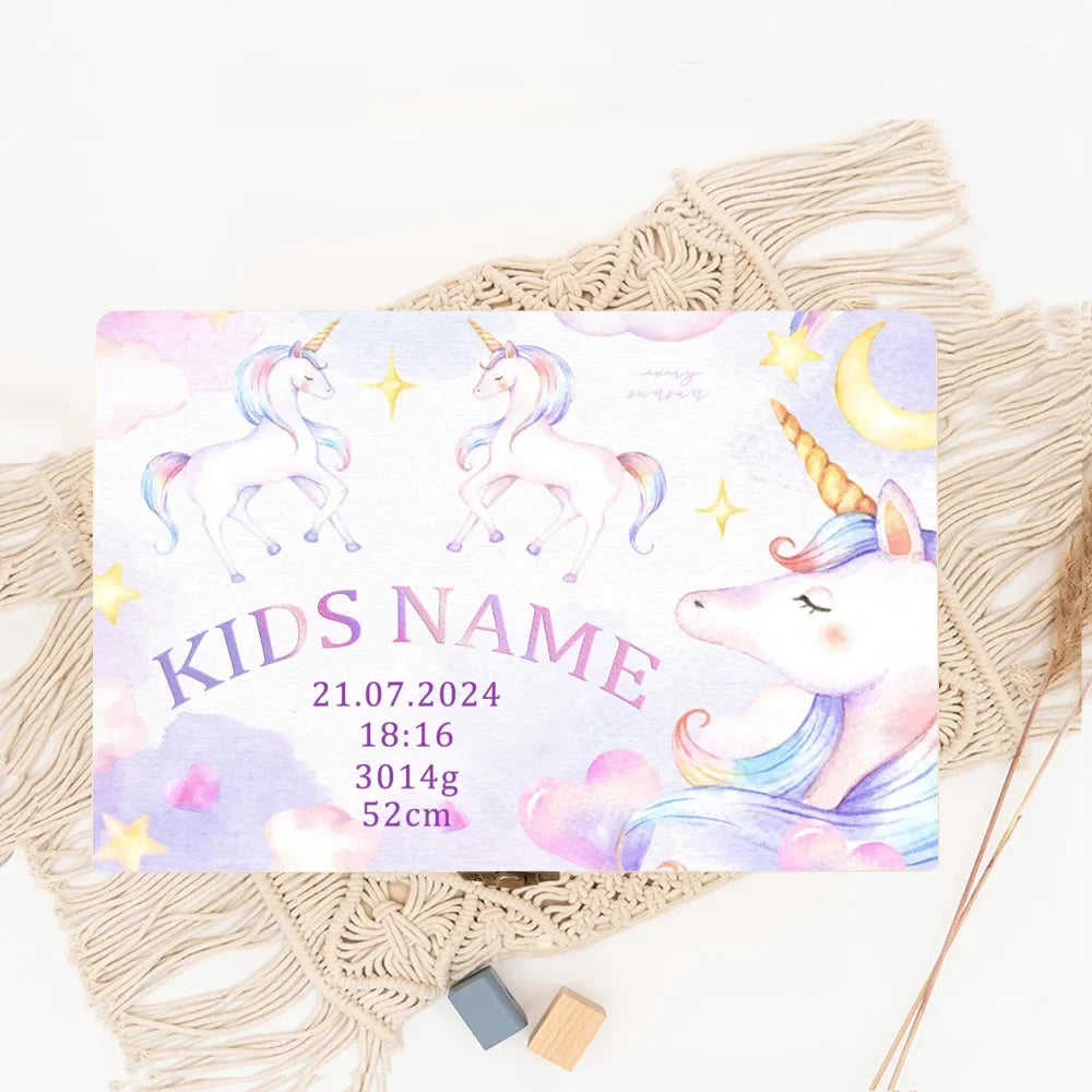 Personalized Unicorn Wooden Baby Memory Keepsake Box